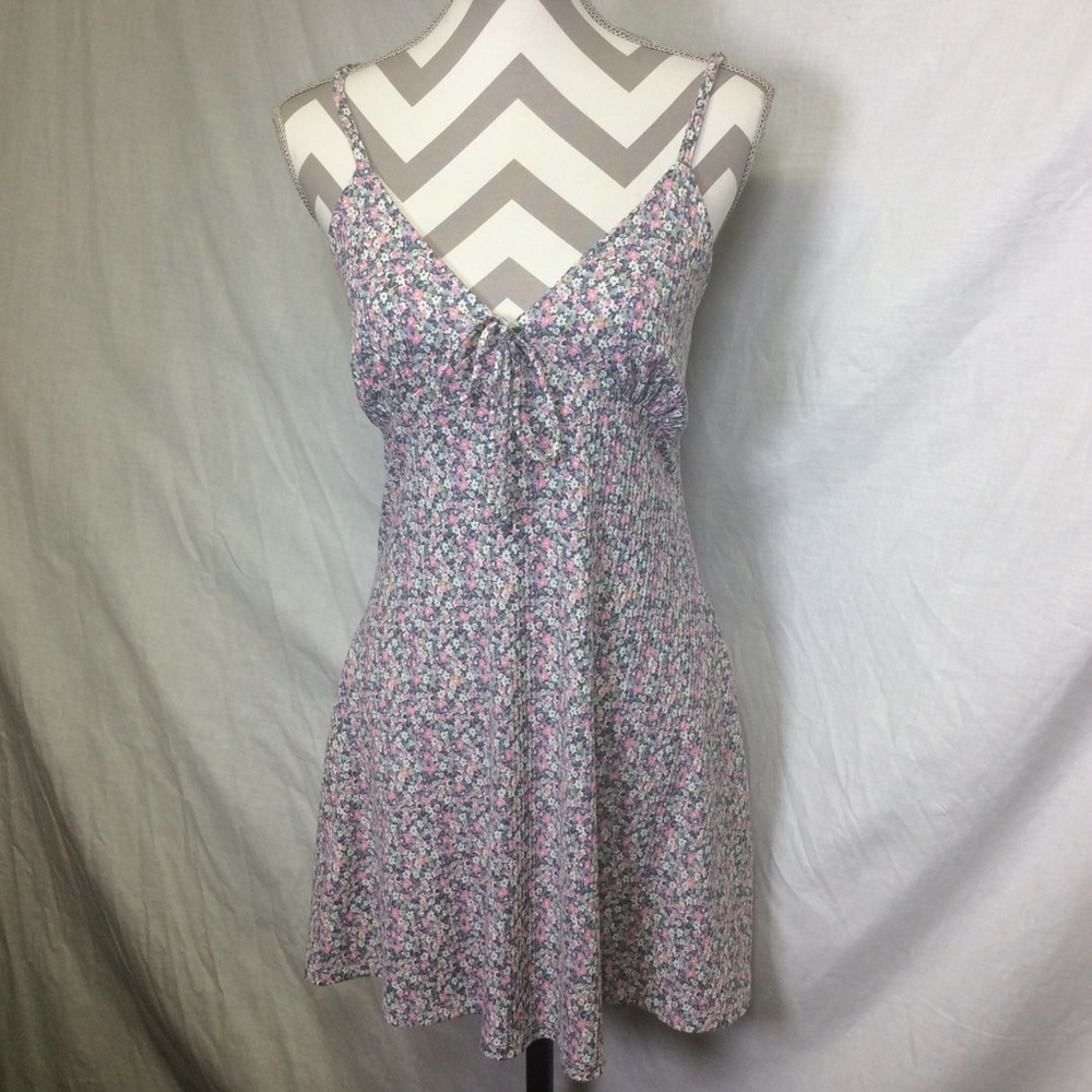 Forever 21 Pink Blue Floral Knit Fit & Flare Dress